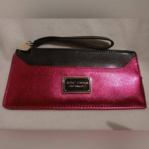 Betsey Johnson Metallic Pink Wristlet Clutch